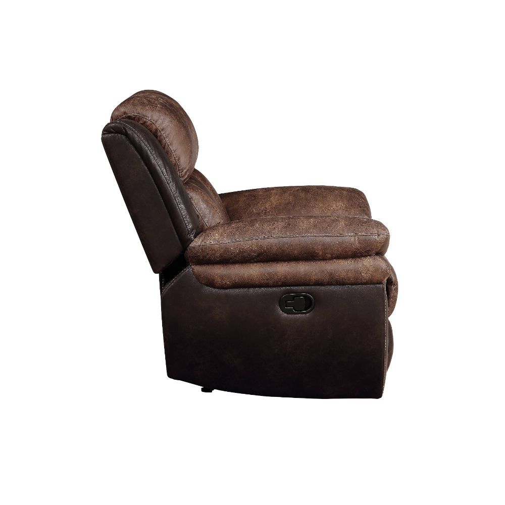 Acme - Jaylen Motion Recliner 55427 Toffee & Espresso Polished Microfiber