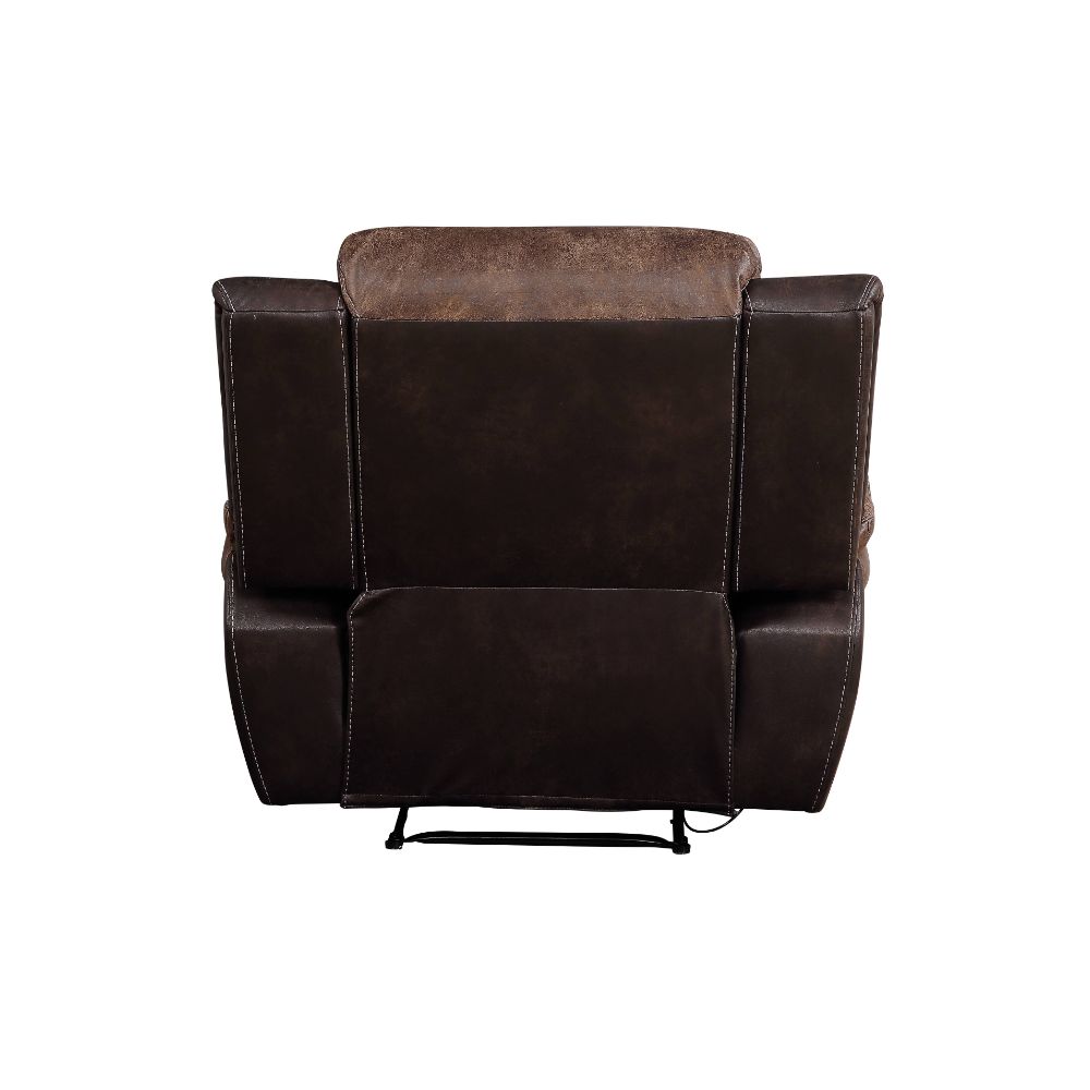 Acme - Jaylen Motion Recliner 55427 Toffee & Espresso Polished Microfiber