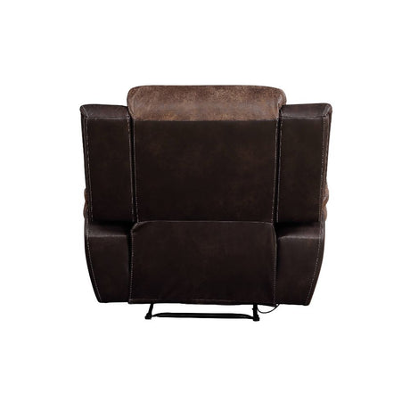 Acme - Jaylen Motion Recliner 55427 Toffee & Espresso Polished Microfiber