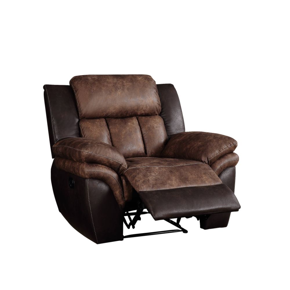 Acme - Jaylen Motion Recliner 55427 Toffee & Espresso Polished Microfiber