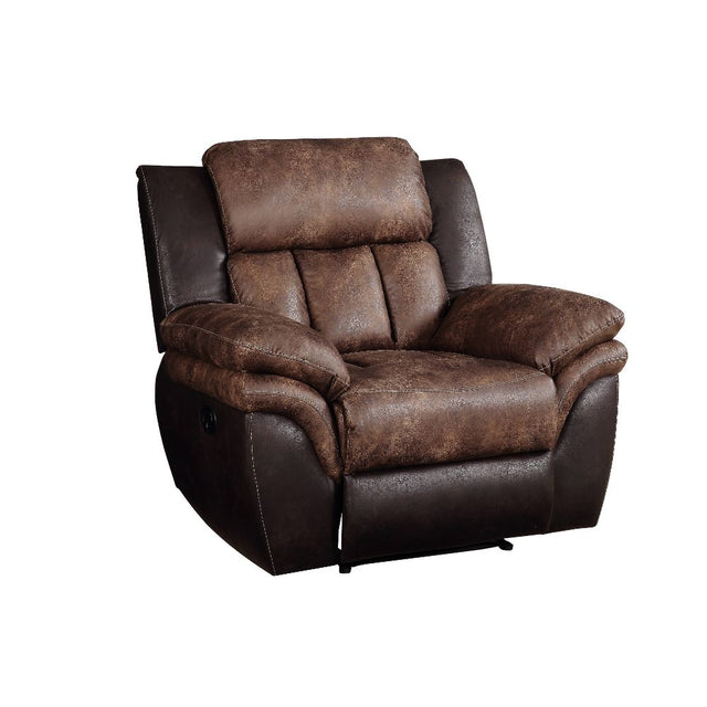 Acme - Jaylen Motion Recliner 55427 Toffee & Espresso Polished Microfiber