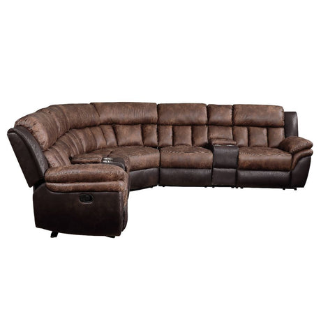 Acme - Jaylen Motion Sectional Sofa 55430 Toffee & Espresso Polished Microfiber