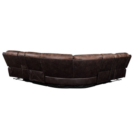 Acme - Jaylen Motion Sectional Sofa 55430 Toffee & Espresso Polished Microfiber