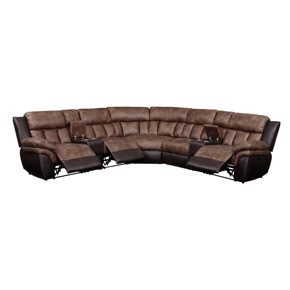 Acme - Jaylen Motion Sectional Sofa 55430 Toffee & Espresso Polished Microfiber