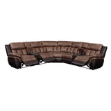 Acme - Jaylen Motion Sectional Sofa 55430 Toffee & Espresso Polished Microfiber