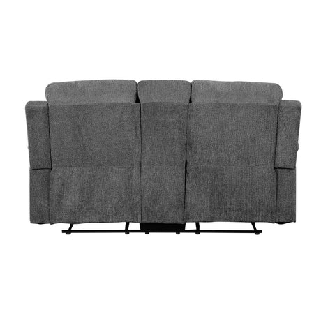 Acme - Kalen Motion Loveseat W/Console 55441 Gray Chenille