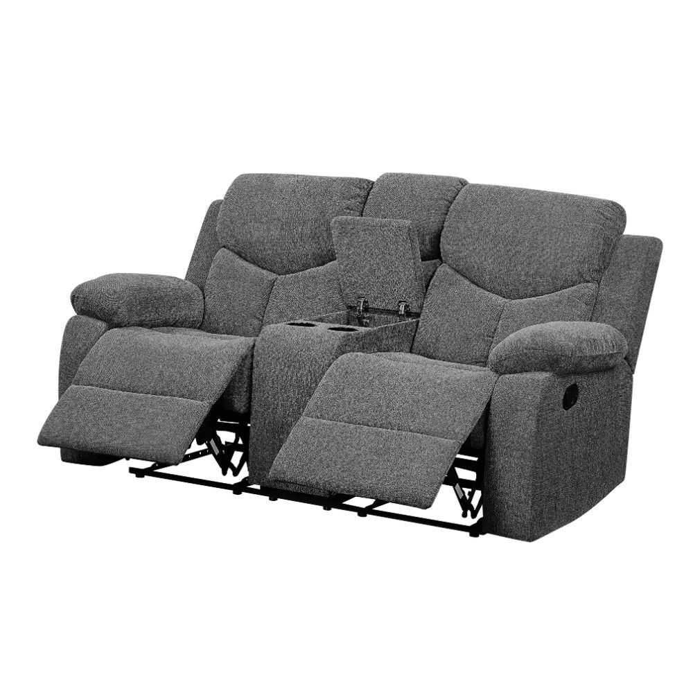 Acme - Kalen Motion Loveseat W/Console 55441 Gray Chenille