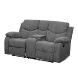 Acme - Kalen Motion Loveseat W/Console 55441 Gray Chenille