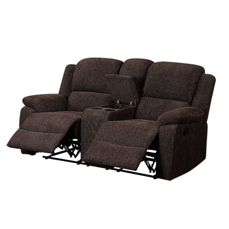 Acme - Madden Motion Loveseat W/Console 55446 Brown Chenille