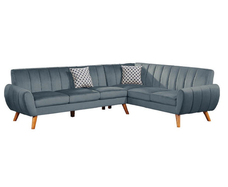 Contemporary 2-Pcs Sectional Set Living Room Furniture Dark Gray Velvet Couch Left Facing Sofa, Right Facing Loveseat Wedge Plush Cushion - sold by Home Elegance USA