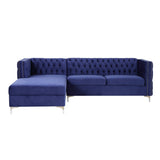 Acme - Sullivan Sectional Sofa 55490 Navy Blue Velvet