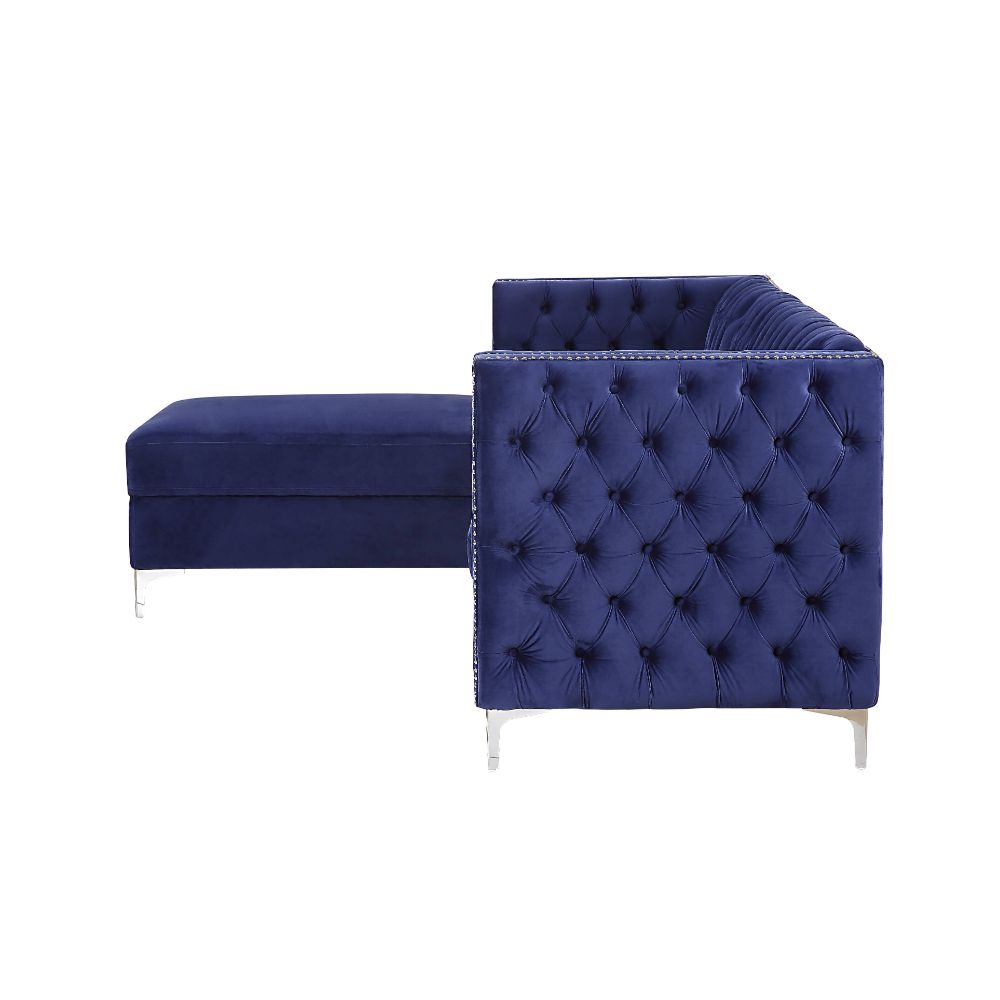 Acme - Sullivan Sectional Sofa 55490 Navy Blue Velvet