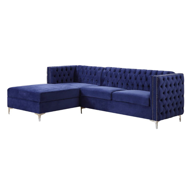 Acme - Sullivan Sectional Sofa 55490 Navy Blue Velvet