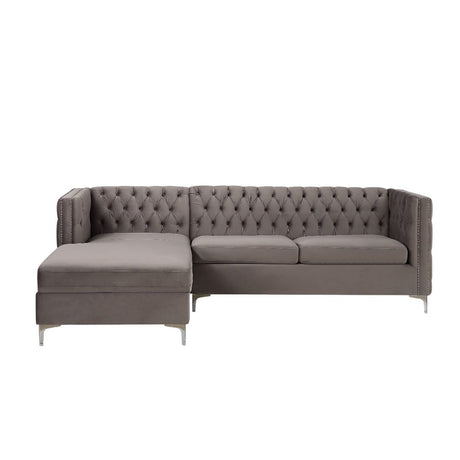 Acme - Sullivan Sectional Sofa 55495 Gray Velvet