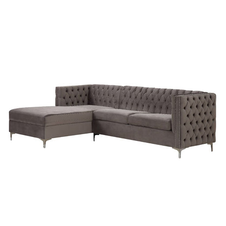 Acme - Sullivan Sectional Sofa 55495 Gray Velvet