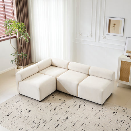 Evelyn 83 in.4-Piece L Shaped Modular Free Combination Sectional Chenille Sofa Couch for Living Rooms - sold by Home Elegance USA
