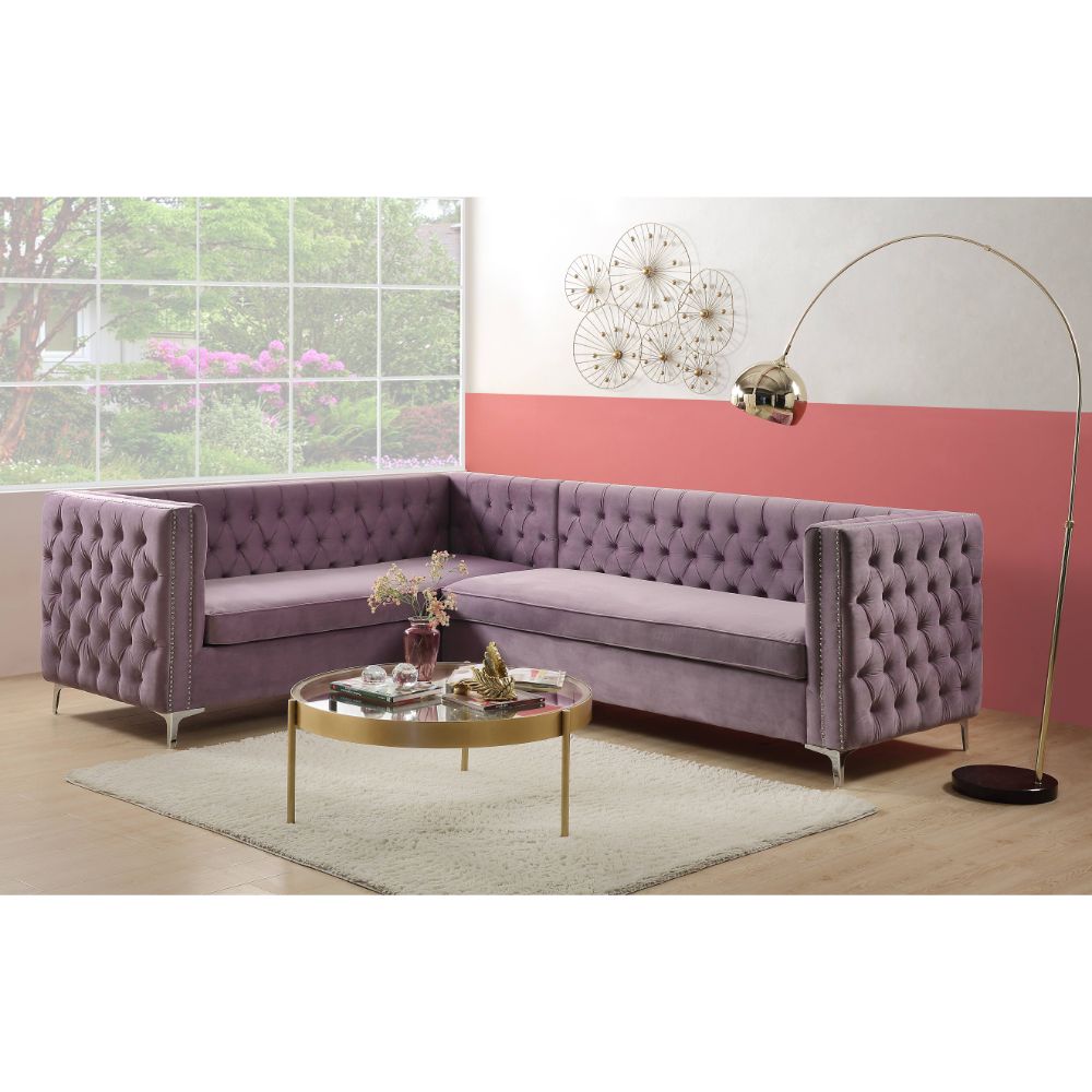 Acme - Rhett Sectional Sofa 55500 Lavender Velvet