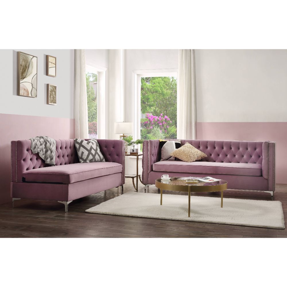 Acme - Rhett Sectional Sofa 55500 Lavender Velvet