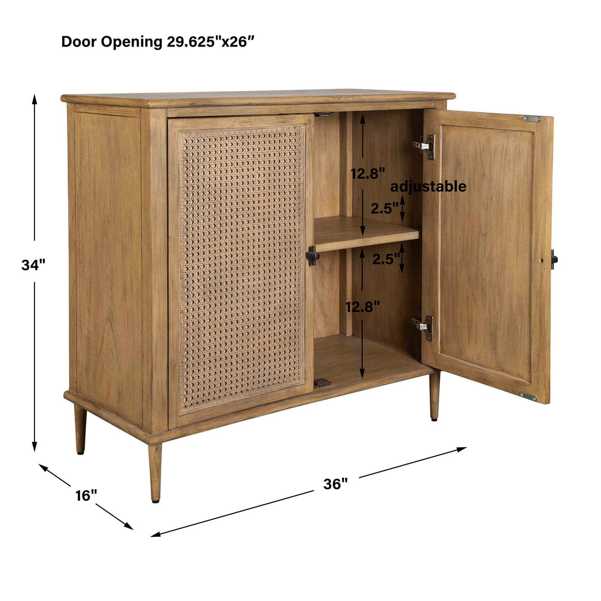 Coast 2 Door Rattan Cabinet Woodtone - Light Brown by Uttermost - View 9