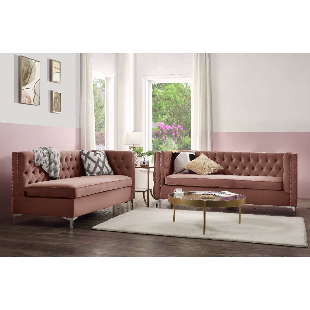 Acme - Rhett Sectional Sofa 55505 Coral Velvet