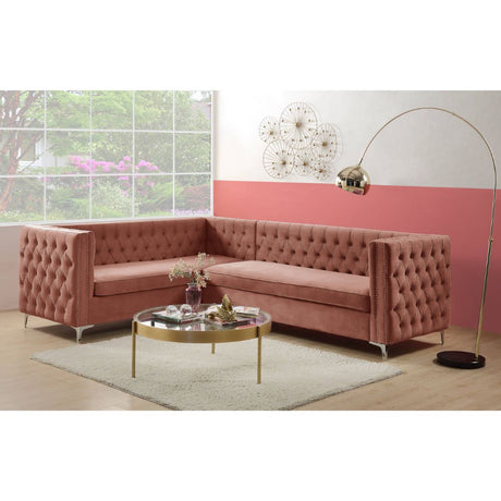 Acme - Rhett Sectional Sofa 55505 Coral Velvet