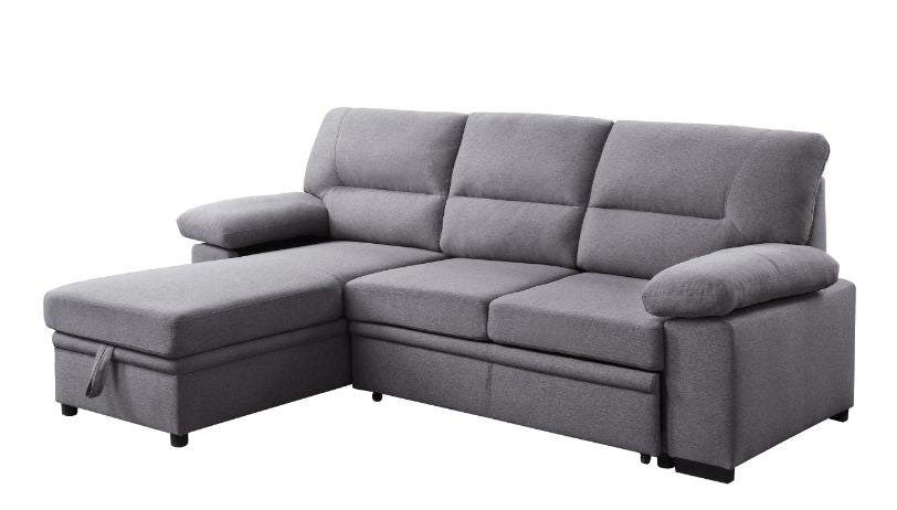 Acme - Nazli Sectional Sofa W/Storage 55525 Gray Fabric