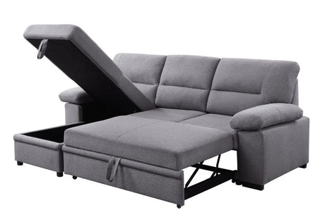 Acme - Nazli Sectional Sofa W/Storage 55525 Gray Fabric