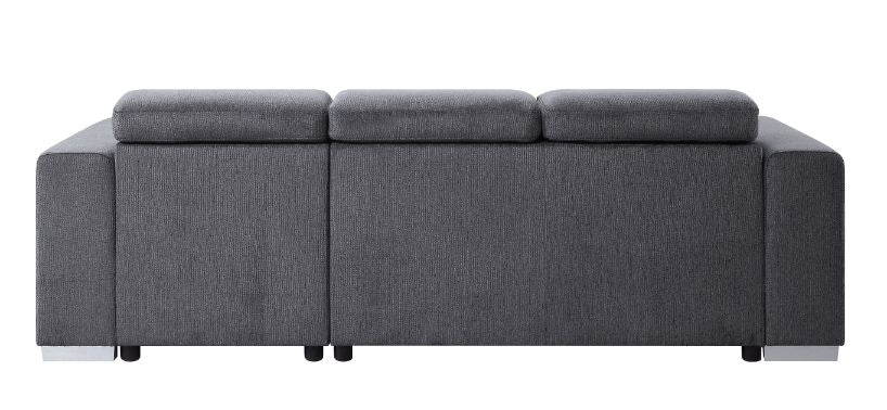 Acme - Natalie Sectional Sofa W/Storage 55530 Gray Chenille