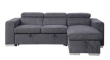 Acme - Natalie Sectional Sofa W/Storage 55530 Gray Chenille