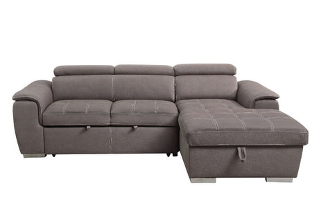 Acme - Haruko Sectional Sofa W/Storage 55535 Light Brown Fabric