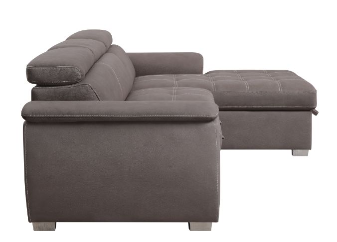 Acme - Haruko Sectional Sofa W/Storage 55535 Light Brown Fabric