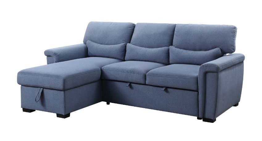 Acme - Haruko Reversible Sectional Sofa W/Sleeper & Storage 55540 Blue Fabric