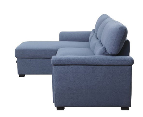 Acme - Haruko Reversible Sectional Sofa W/Sleeper & Storage 55540 Blue Fabric