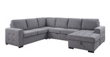 Acme - Nardo Sectional Sofa W/Storage 55545 Gray Fabric