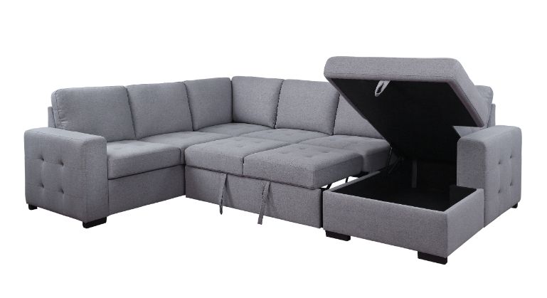 Acme - Nardo Sectional Sofa W/Storage 55545 Gray Fabric