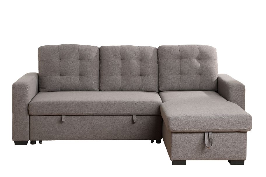 Acme - Chambord Reversible Sectional Sofa W/Sleeper & Storage 55555 Gray Fabric