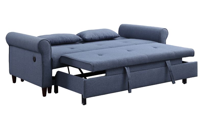 Acme - Nichelle Sofa W/Sleeper 55565 Blue Fabric