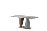 71" Pandora color sintered stone dining table with cone shape Pedestal Base in champagne and blue color - W509S00009 - Home Elegance USA - 8