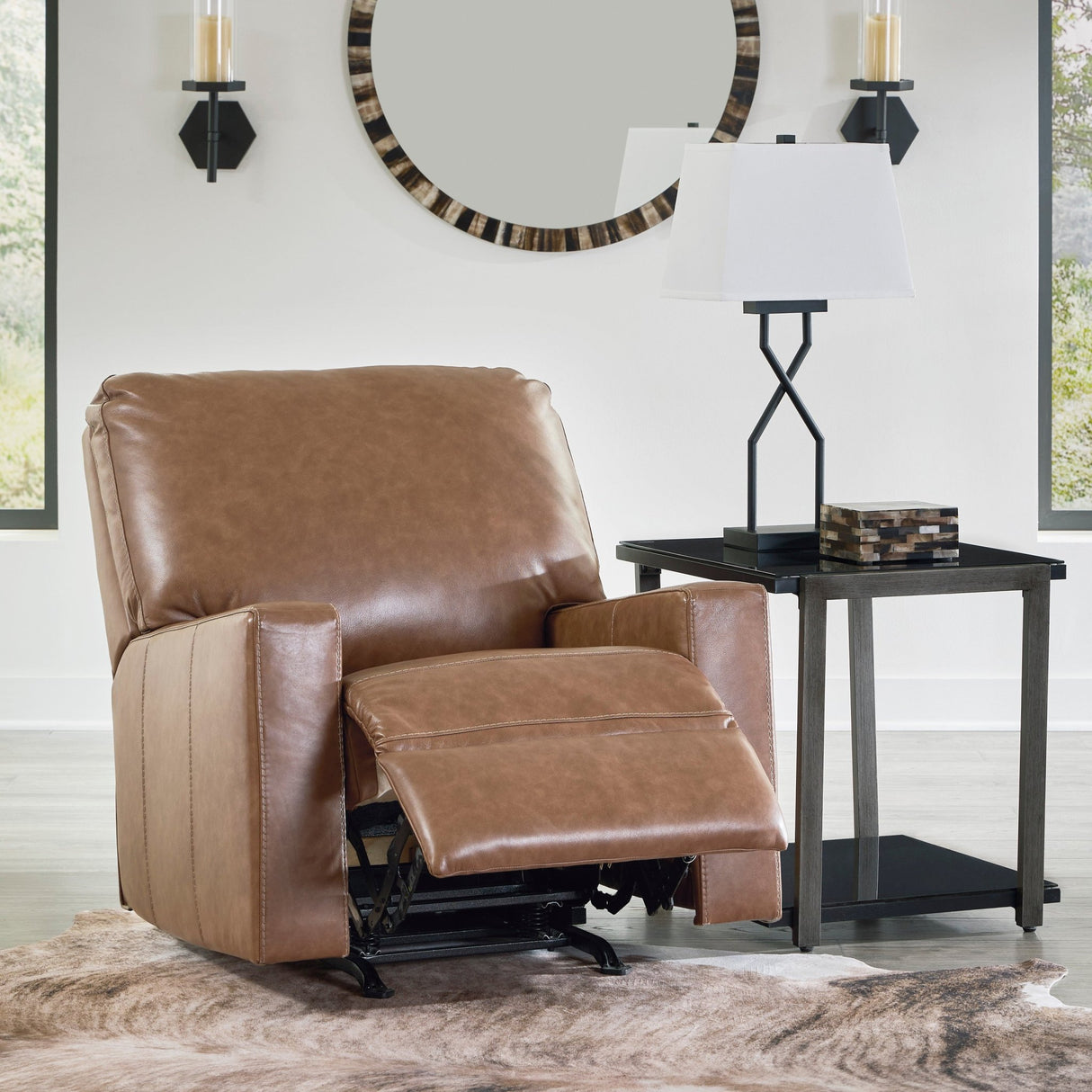 Ashley Caramel Bolsena Rocker Recliner - Leather | Home Elegance USA