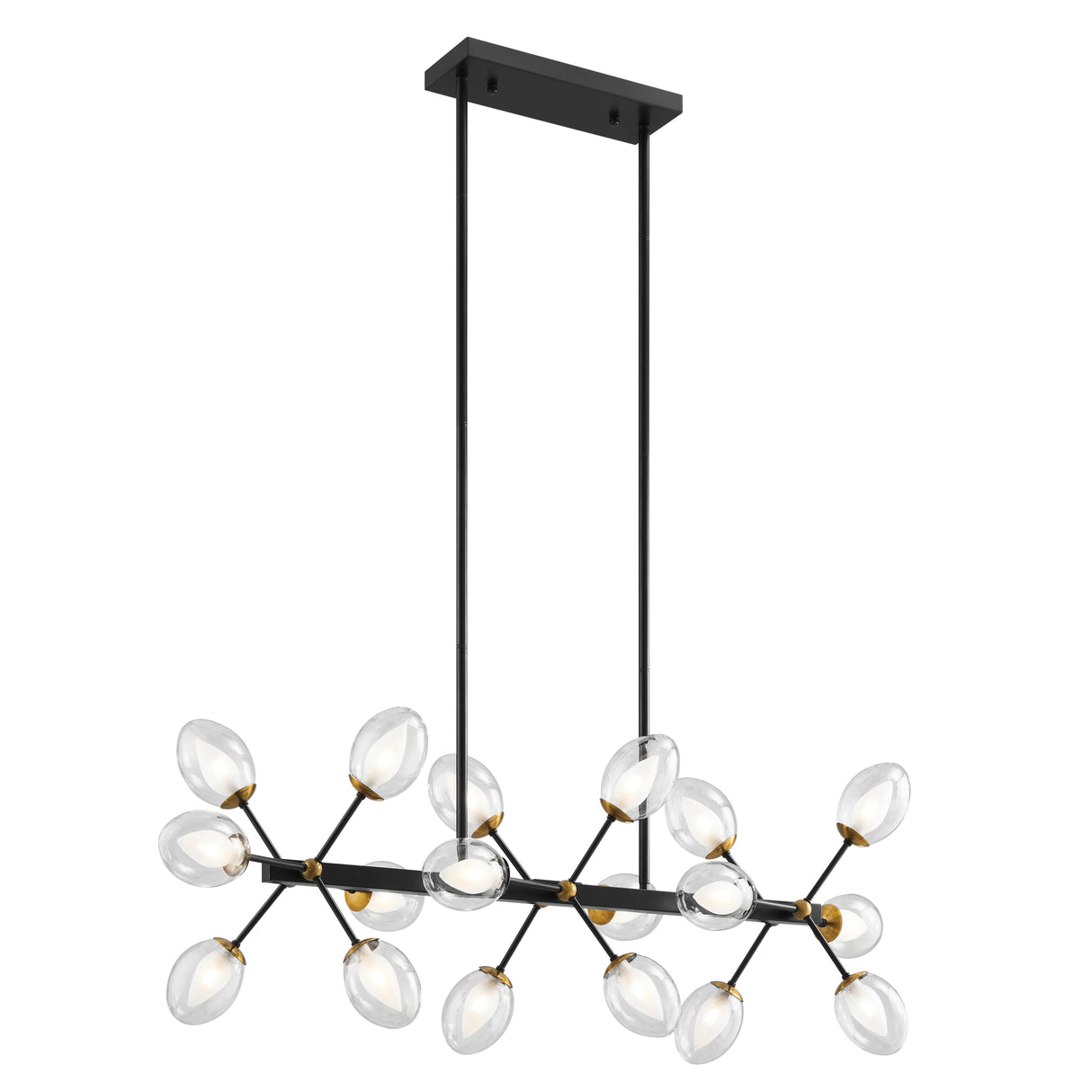 Nodus Crystal Rectangular 18 Lights Chandelier // Black  | Finesse - Home Elegance USA