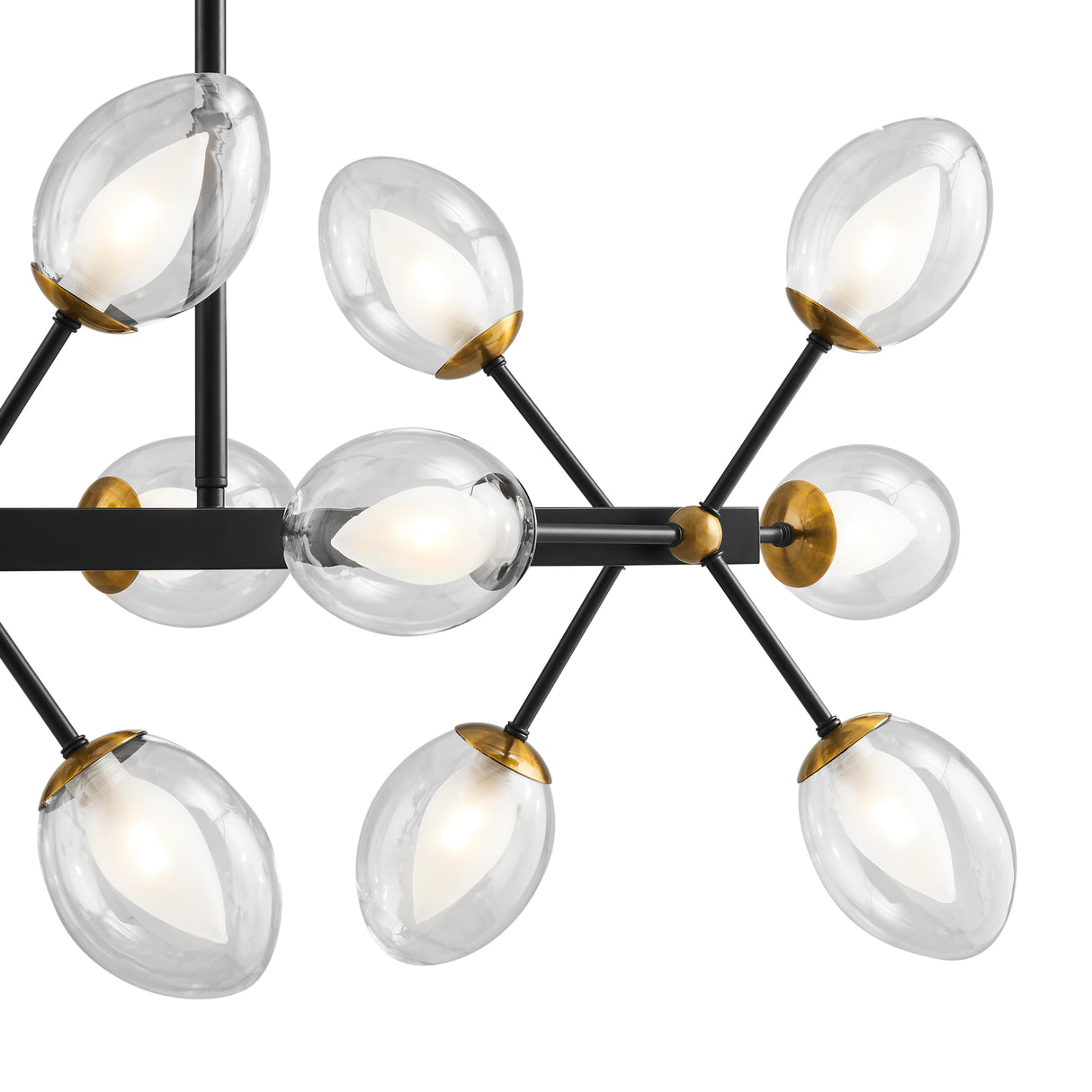 Nodus Crystal Rectangular 18 Lights Chandelier // Black  | Finesse - Home Elegance USA