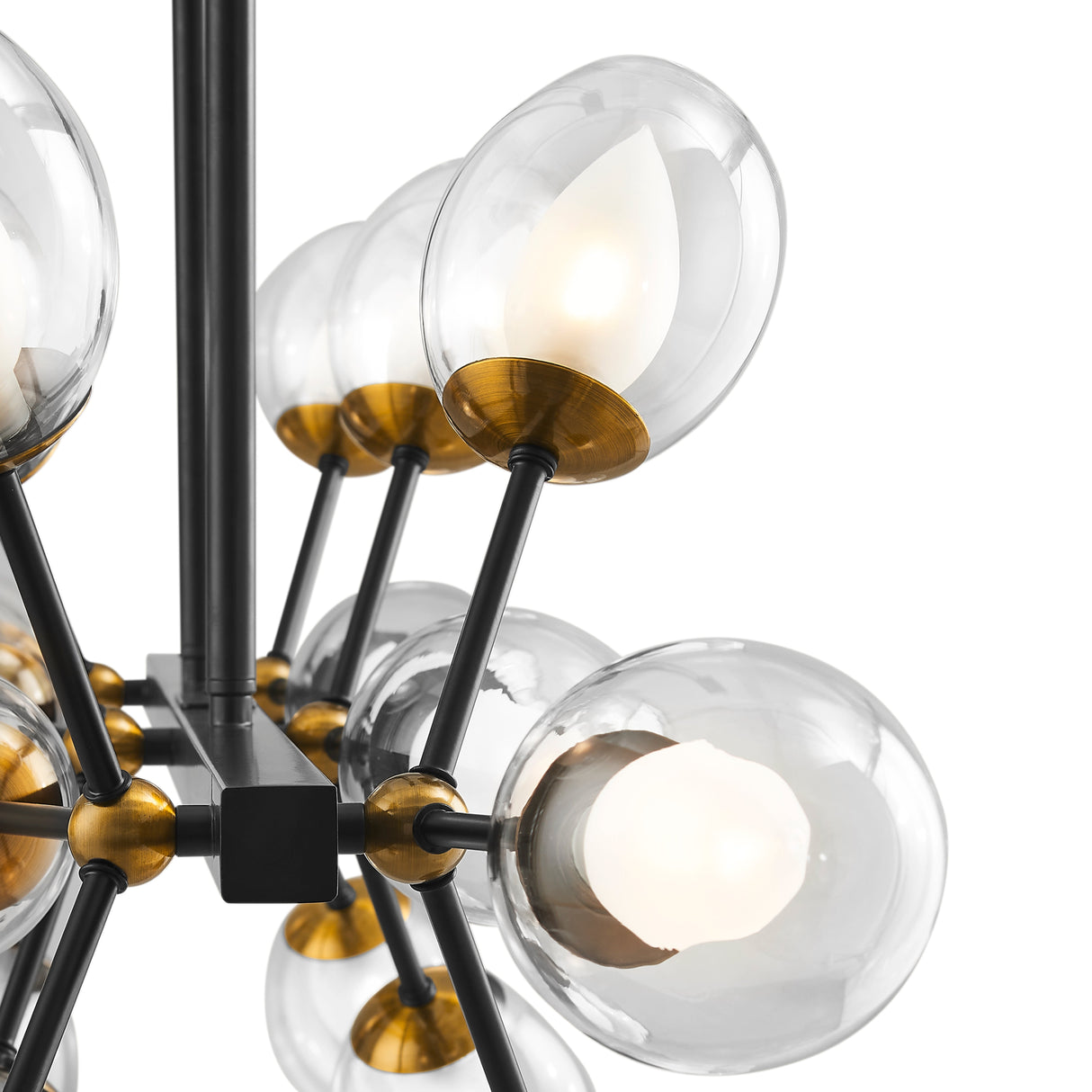 Nodus Crystal Rectangular 18 Lights Chandelier // Black  | Finesse - Home Elegance USA