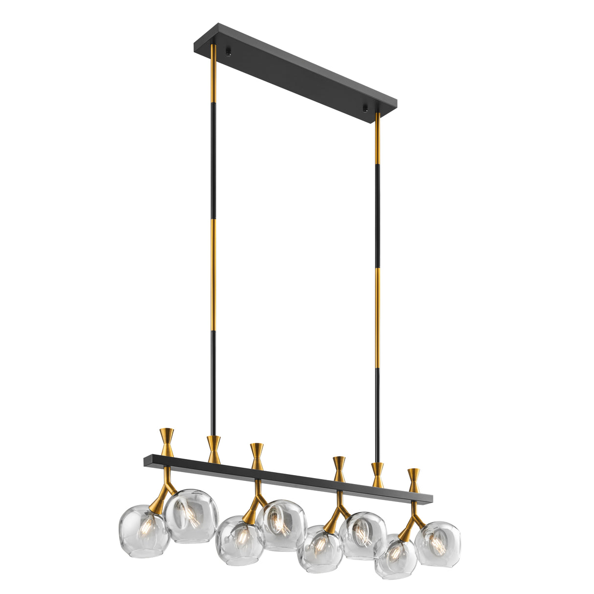 Sonder Rectangular Gold and Black Chandelier  | Finesse