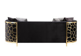 Acme - Fergal Sofa W/4 Pillows 55665 Black Velvet & Gold Finish