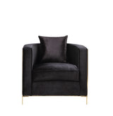 Acme - Fergal Chair W/Pillow 55667 Black Velvet & Gold Finish