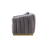 Acme - Elchanon Sofa W/2 Pillows 55670 Gray Velvet & Gold Finish