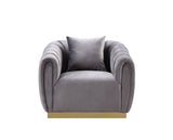 Acme - Elchanon Chair W/Pillow 55672 Gray Velvet & Gold Finish