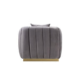 Acme - Elchanon Chair W/Pillow 55672 Gray Velvet & Gold Finish