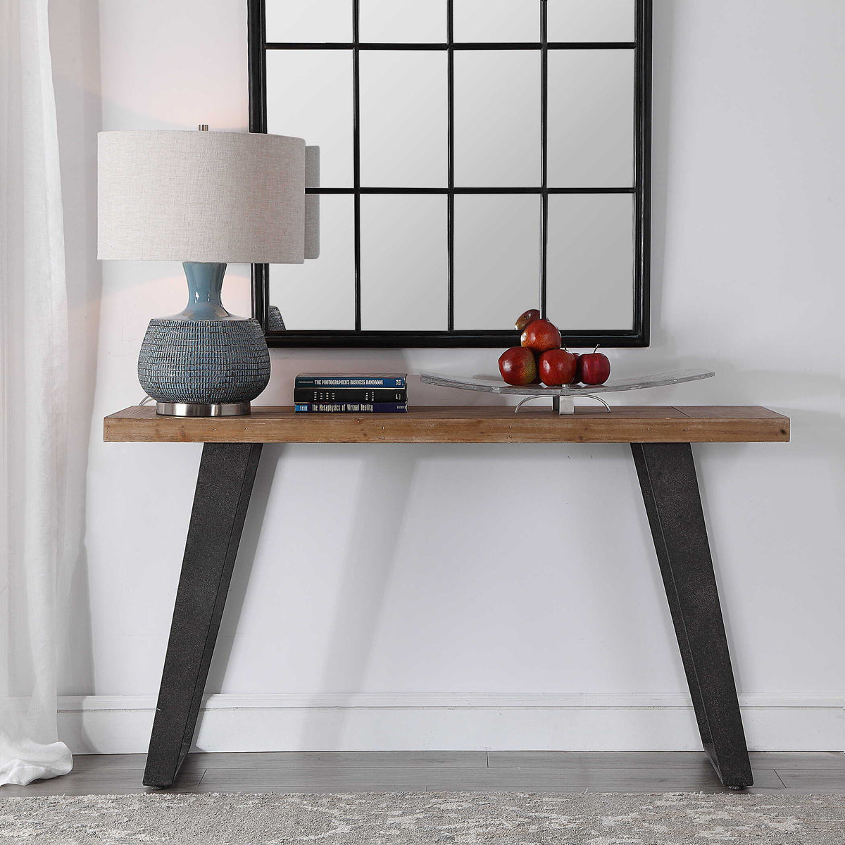 Freddy Weathered Console Table Light Brown & Black - Light Brown / Black by Uttermost - View 2