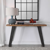 Freddy Weathered Console Table Light Brown & Black - Light Brown / Black by Uttermost - View 2